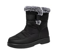 Coppia di Moda Uomo Donna Inverno Resistente all'Acqua Anello con Gancio Piatto Mantieni Caldi Stivali da Neve Comodi Stivali Medi (Black, 43)