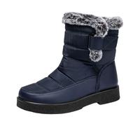 Coppia di Moda Uomo Donna Inverno Resistente all'Acqua Anello con Gancio Piatto Mantieni Caldi Stivali da Neve Comodi Stivali Medi (Blue, 43)