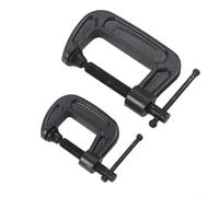 Coppia di morsetti a C in ossido nero progettati per una maggiore durata e prestazioni costanti in falegnameria in legno e raccordi in metallo