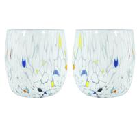 Coppia Di Murano Occhiali Bere Artistico Bicchieri Bianco Mano Multi Millefiori
