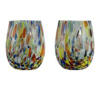 Coppia Di Murano Vetro Bere Bicchieri Multicolore Millefiori