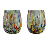 Coppia Di Murano Vetro Bere Bicchieri Multicolore Millefiori