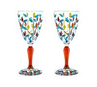 Coppia Di Murano Vino Occhiali Multi Arancione Stelo Dipinto a Mano Venezia Made