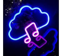 Coppia di note musicali e nuvole, logo neon LED blu + rosa, design carino, doppia batteria USB/AA, bar, partito, luci della decorazione domestica, regalo di vacanza