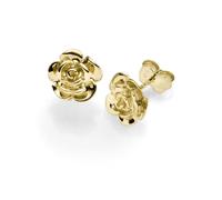 Coppia Di Orecchini A Bottone Rosa Fiore 9Mm In Oro Giallo 585 Gioielli Lucidi