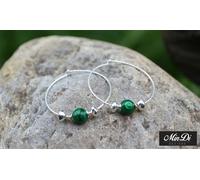 Coppia di orecchini a cerchio, orecchini in argento sterling e perline in mal...