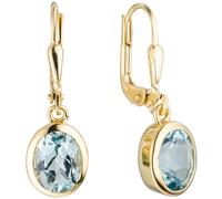 Coppia Di Orecchini A Pendente Con Topazio Blu Chiaro, Oro Giallo 333