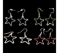 Coppia di orecchini natalizi in metallo con sagoma di stella di colore casuale con tappi morbidi sul retro, regali per feste in maschera, regali per calze della Befana, infrangibili, gioielli per