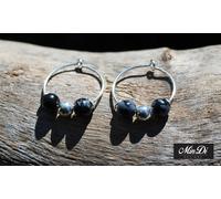 Coppia di orecchini, orecchini in argento sterling e con perline fiocco di ne...