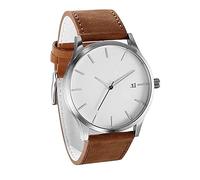 Coppia di orologi da polso da donna in pelle analogico al quarzo rotondo da uomo d'affari, B, misura unica