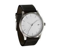 Coppia di orologi da polso da donna in pelle analogico al quarzo rotondo da uomo d'affari, D, misura unica