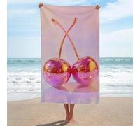 Coppia di palline da discoteca rosa ciliegie in pastello telo mare in microfibra senza sabbia, grandi asciugamani da doccia multiuso assorbenti per bagno piscina 130 x 80 cm