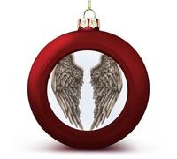 Coppia di palline di Natale con ali angolari vintage, infrangibili, da appendere, rosse, per albero di Natale, decorazioni per albero di Natale, feste di nozze