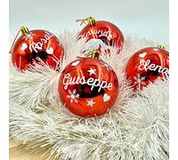 Coppia di Palline di Natale Rosse Oro Argento Lucide personalizzate con nome natale Idea Regalo Buone Feste Buon Natale addobbi natalizi festività ghirlande Decorazioni casa Albero Presepe