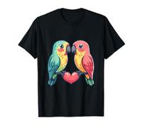Coppia di pappagalli carini a forma di cuore kawaii Maglietta