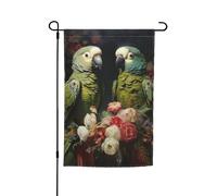 Coppia di pappagalli con stampa oliva, 30,5 x 45,7 cm, bandiera da giardino per tutte le stagioni, decorazione esterna per cortile, patio, portico e bandiera del prato