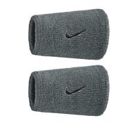 Coppia di Polsini Alti Tennis Padel Nike Swoosh Doublewide Tergisudore Grigio