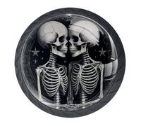 Coppia di pomelli e maniglie per armadietti a forma di scheletro - 35 mm nero rotondo maniglia per armadio mobili hardware - due misure di viti incluse