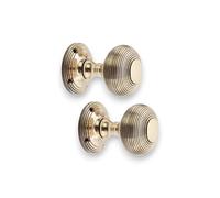 Coppia di pomelli per porta in ottone vittoriano ad alveare, in ottone invecchiato