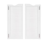 Coppia di porte basculanti a battente, porte a battente, solide, scanalature riservate, in legno di pino con cerniere, per caffè, corridoio, cucina, bar (bianco, 107 x 91 cm)