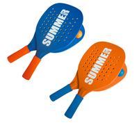 Coppia di Racchettoni da Spiaggia in Legno 9 mm Blu o Arancio