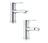 Coppia di rubinetti bagno monocomando, miscelatori lavabo e bidet cromo - Boleco