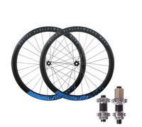 Coppia Di Ruote Anteriori E Posteriori For Bici Da Strada/ghiaia, Cerchi In Lega Alluminio 700C, Perno Passante A Doppia Parete 45 Mm, Cassetta Mozzi 12 X 100/12 142, Freno(Plata,700C blue)