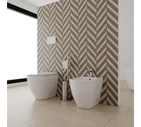 Coppia di sanitari a terra filomuro RIMLESS Bidet e Vaso WC in ceramica con coprivaso softclose FRANCESCO