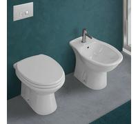 Inbagno Coppia di Sanitari Tradizionali WC + Copriwater con Chiusura rallentata Soft Close e Bidet Karla