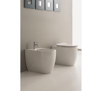 Coppia di Sanitari Vaso + Bidet a terra serie Moon in Ceramica bianca