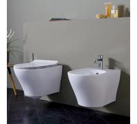 Coppia di Sanitari Vaso + Bidet sospesi design Daisy in Ceramica Bianca