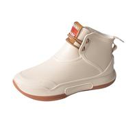 Coppia di scarpe da pioggia per esterni, versatili, suola spessa, comode, antiscivolo, stivali da pioggia corti originali per donne calze da donna scarpe alte, beige., 43 EU