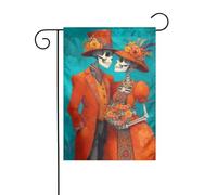 Coppia di scheletri in abbigliamento da sposa messicano bandiera da giardino 30 x 45 cm verticale su entrambi i lati per fattoria vacanze decorazioni esterne bandiera cortile