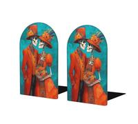 Coppia di scheletri in abbigliamento da sposa messicano fermalibri per scaffali 2 pezzi in legno fermalibri organizer per biblioteche per ufficio domestico