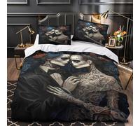 Coppia di scheletri Set Di Copripiumino Set di Biancheria da Letto ultra microfibra stampa 3D con cerniera incluso federe giorno dei morti Art_1 copripiumino for coppie e ragazzi Single（140x200cm）