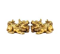 Coppia di sculture Pixiu in rame di arte moderna, ornamenti attraenti per la ricchezza del Feng Shui, decorazione per la casa e il soggiorno, decorazione personalizzata per l'ingresso, un colore - XS