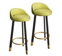 Coppia di sgabelli Sedile Imbottito con Gambe in Acciaio Nero per la Colazione da Bar (Verde, 60 cm)