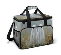 Coppia di simpatici fantasmi nel campo dei fiori selvatici borsa termica da campeggio borsa termica da spiaggia portatile a prova di perdite borse con tracolla
