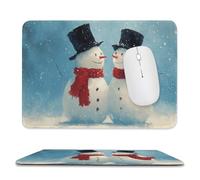 Coppia di simpatici pupazzi di neve con parte superiore nera, piccoli tappetini per mouse per computer da ufficio per scrivania laptop con base in gomma antiscivolo, tappetini per mouse da gioco