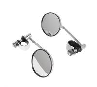 Coppia di specchietti retrovisori per manubrio moto rotondi convessi con clip da 22-25 mm, neri, retrò, per chopper, per cruiser, Retrovisore(Black)