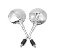 Coppia di specchietti retrovisori per moto, scooter, cromati argentati, universali, con filettatura da 10 mm, rotondi e ovali retrò. Retrovisore(Silver)