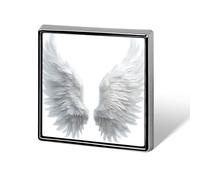 Coppia di spille e spille bianche bianche con ali d'angelo, unisex, quadrate, leggere, per abbigliamento, scialle, cappello