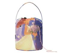 Coppia di sposi che si baciano arte all'uncinetto borsa per filati all'uncinetto con fori portaoggetti da viaggio per ferri da maglia organizer