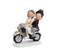 Coppia di sposi su moto, decorazione per torte, decorazione da tavolo