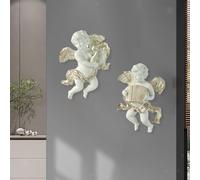 Coppia di Statue di Angeli Come Decorazione Da Parete per Ristorante E Veranda