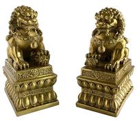 Coppia di statue di leoni guardiani cinesi, cani Fu, leoni in ottone, decorazioni asiatiche, decorazioni Feng Shui, ideali per inaugurare la casa e allontanare l'energia maligna, decorazioni Feng Sh