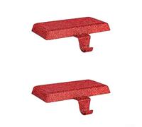 Coppia di supporti per calze di Natale, design in metallo, con basi pesanti, per ganci da caminetto, offrono un supporto affidabile per le calze durante le celebrazioni (rosso)