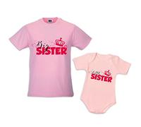 Coppia di T-Shirt Bambini Sorelline Little Sister Big Sister Idea Regalo Sorelle Rosa 3-4 Anni - 0-1 Mese