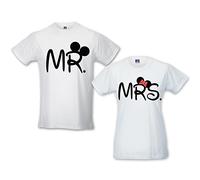 Coppia di T Shirt Love You And Me Mr And Mrs Mouse Bianche Uomo XL - Donna L