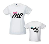 Coppia di T-Shirt Magliette Mamma E Figlio/Figlia Idea Regalo Festa della Mamma Mini Me T-Shirt Bianche Mamma e Maschietto Donna L - Bimbo 7-8 Anni